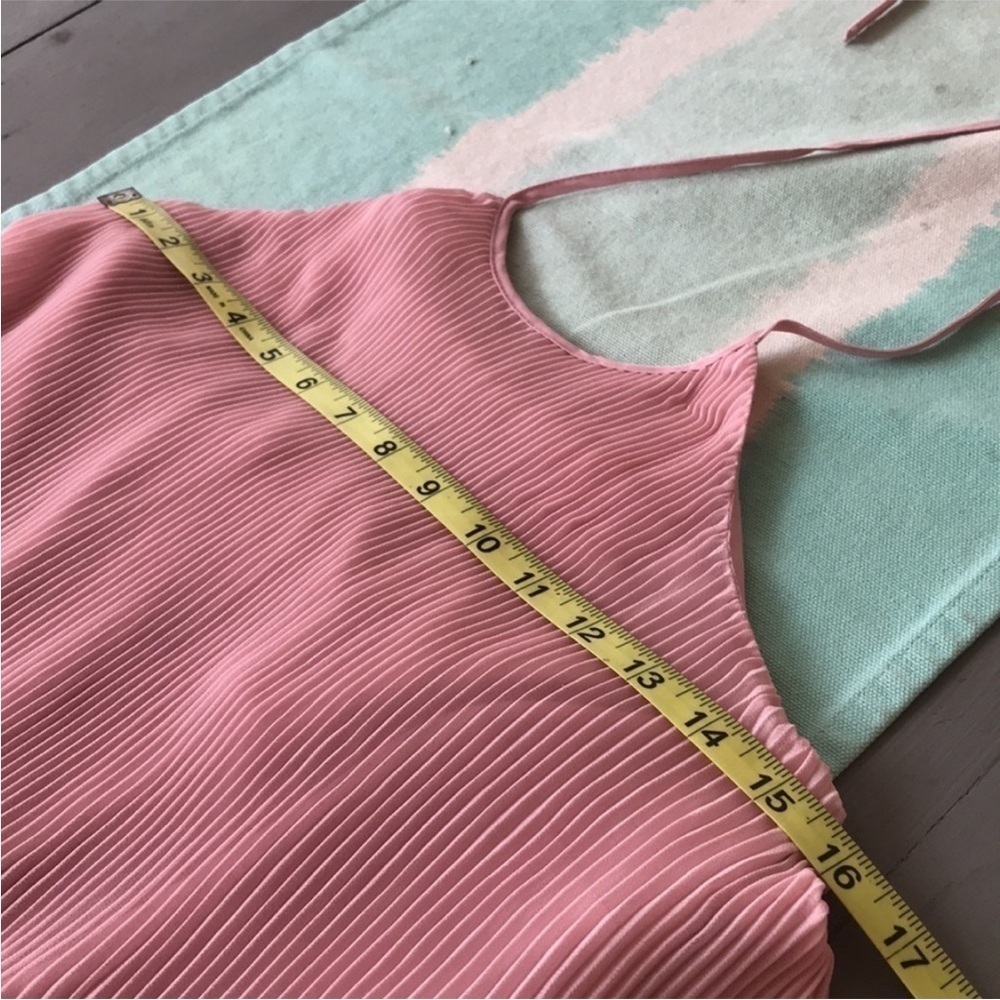 H by Halston Pleated Halter Midi Dress Pink Pearl Backless 10 NWT - Picture 10 of 12